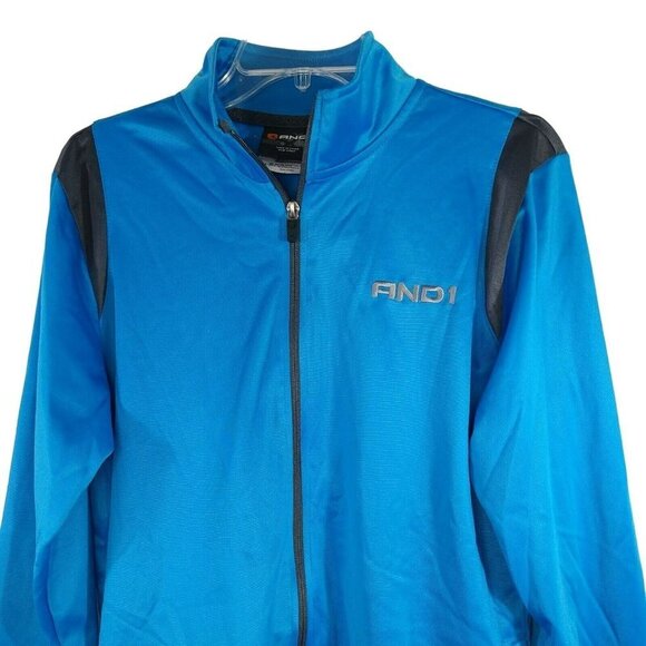 And1 Athletic Full Zip Jacket Track Basketball Men Size S Blue Gray Long Sleeve - Picture 2 of 9